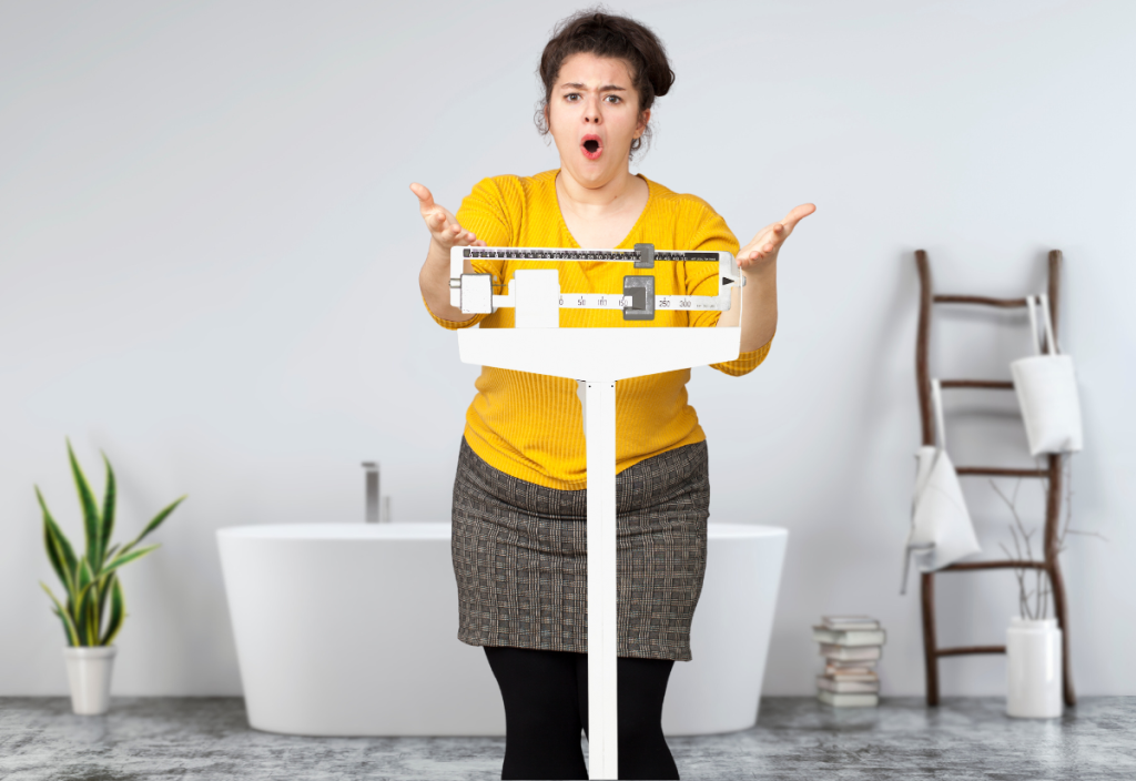 woman on scale in lux bath