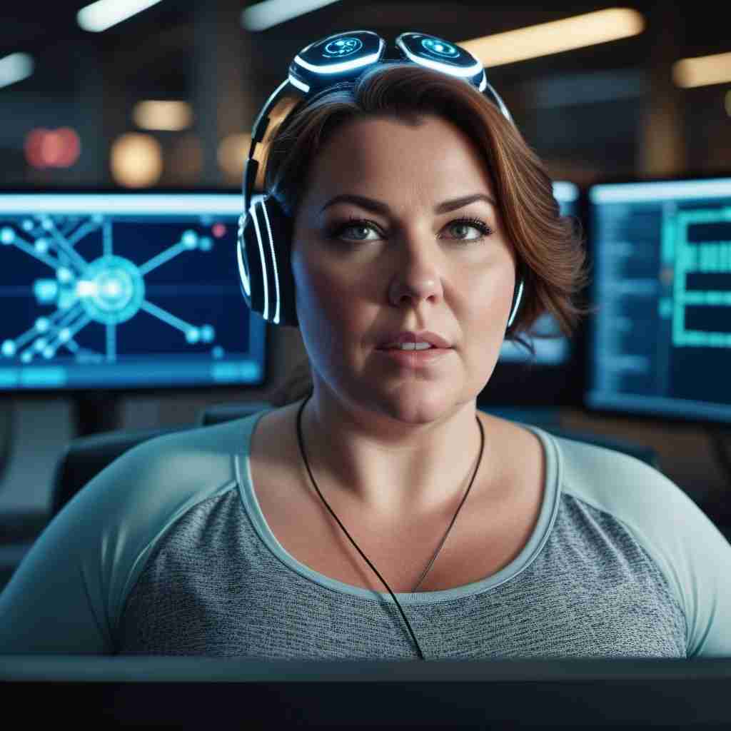 woman with computer programs in her head