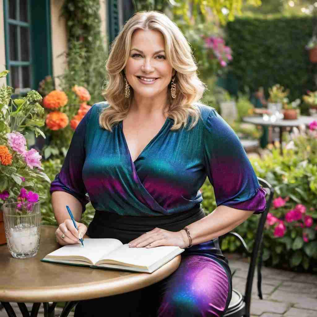 woman in garden + journal